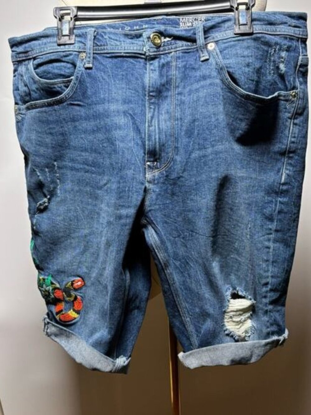 Sean John Mercer Slim Straight Distressed Jean Shorts Size W36